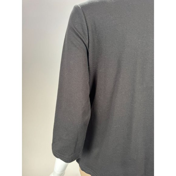 Onque Casual Vintage Skating Santa Cardigan Small Black Cotton Missing Button - Picture 16 of 16